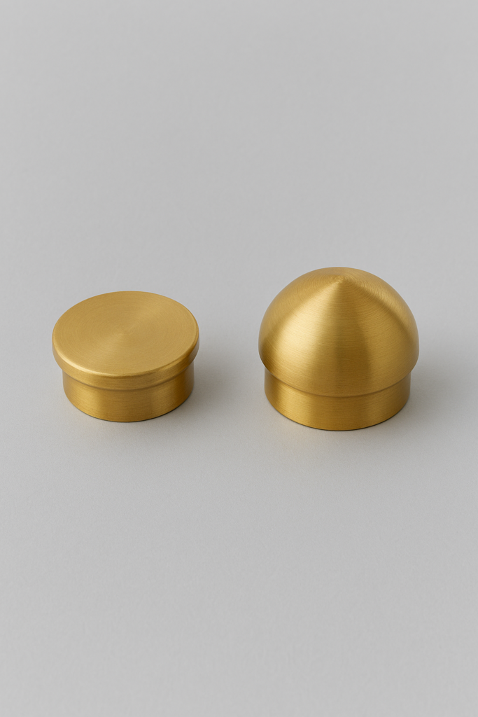 Solid brass foot rail end cap