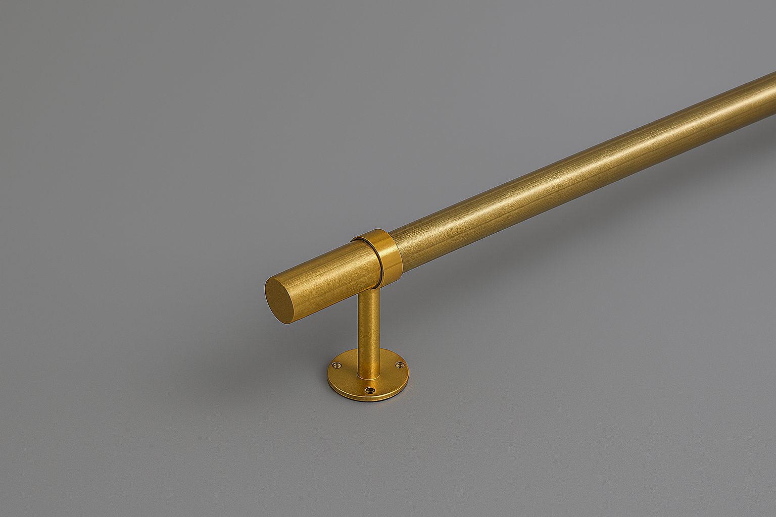 Brass foot rail detail with polished metal finish