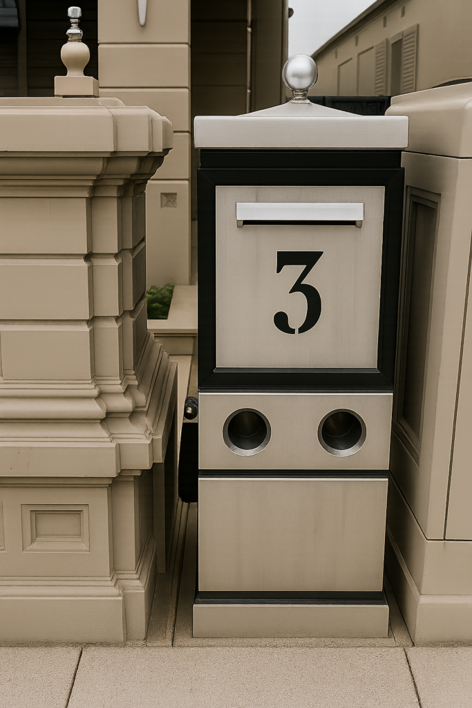 Architectural stainless steel letterbox with modern square profile
