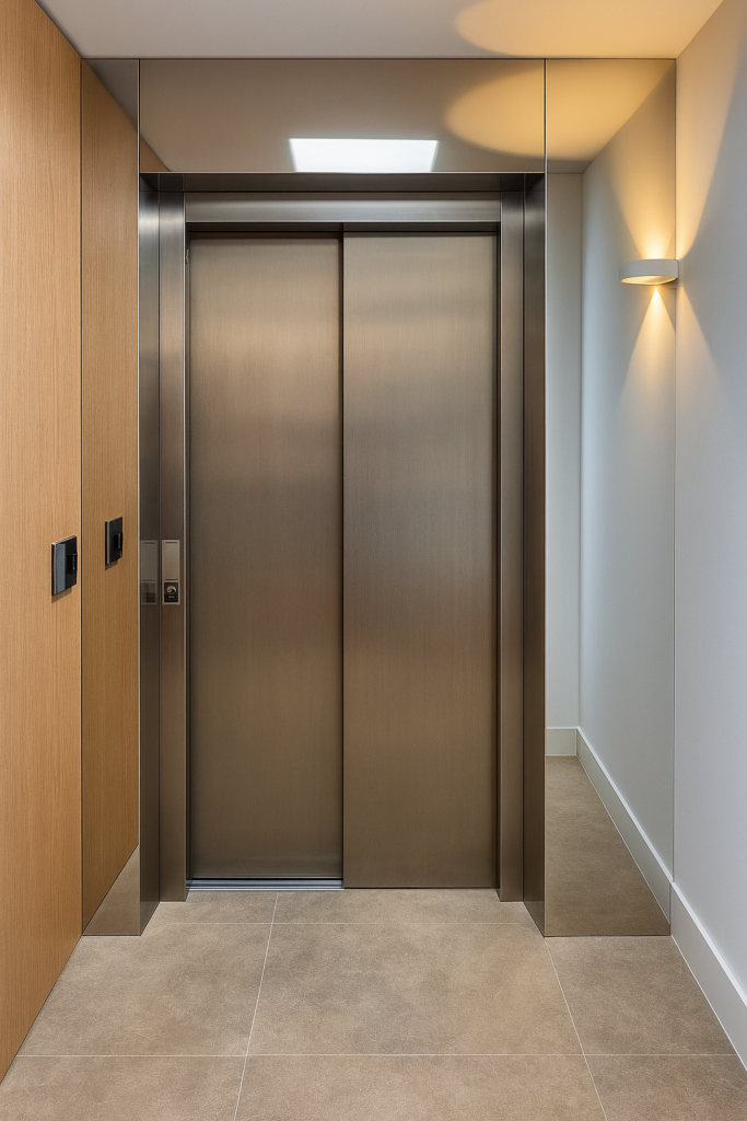 Commercial stainless steel lift surround fabricated by Toole Stainless Steel